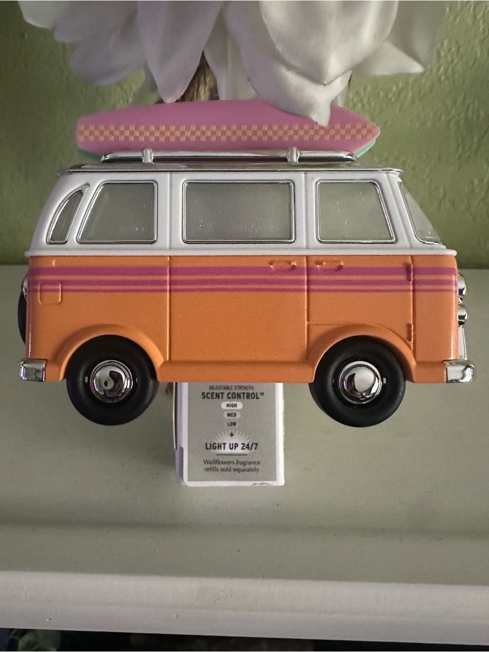 White Barn Orange and Pink Camper Van Wallflowers Plug-In